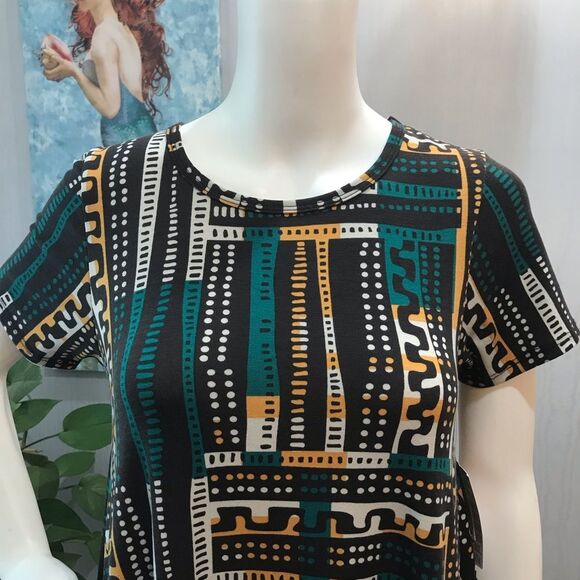 LuLaRoe Carly High Low Abstract Print Dress Fall Sz XXS NWT New - Picture 9 of 16